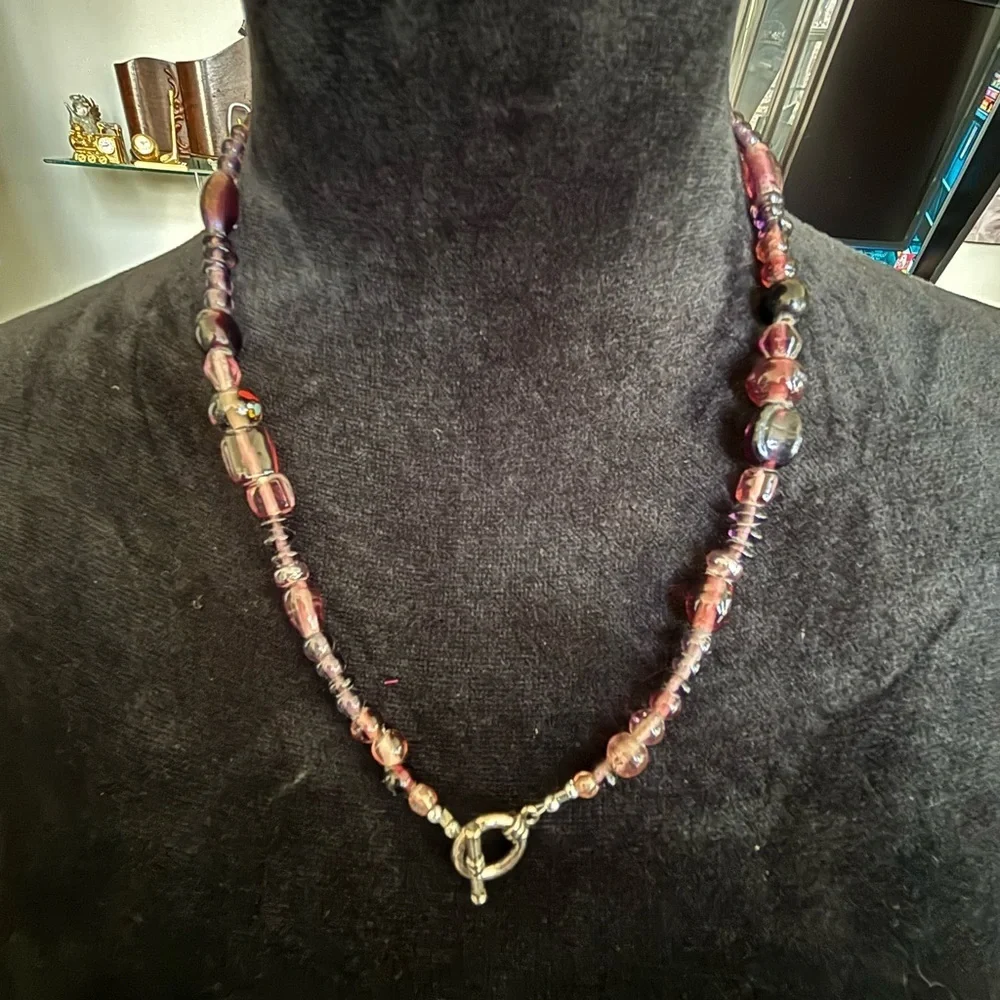 Elegant Purple Glass Beaded Necklace